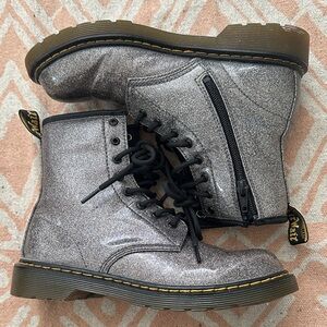 Dr. Martens Silver Glitter Combat Boots